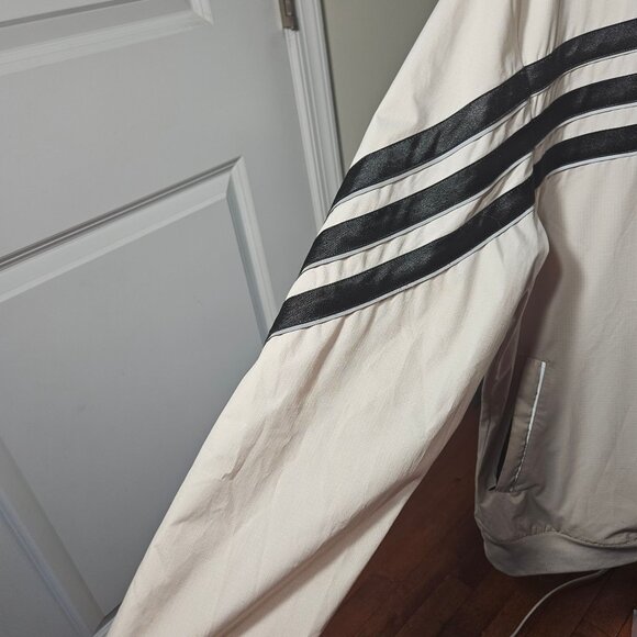 Adidas Beige/Black Hooded Jacket ORL 12 Logo Zip-Up Size M - Picture 6 of 9